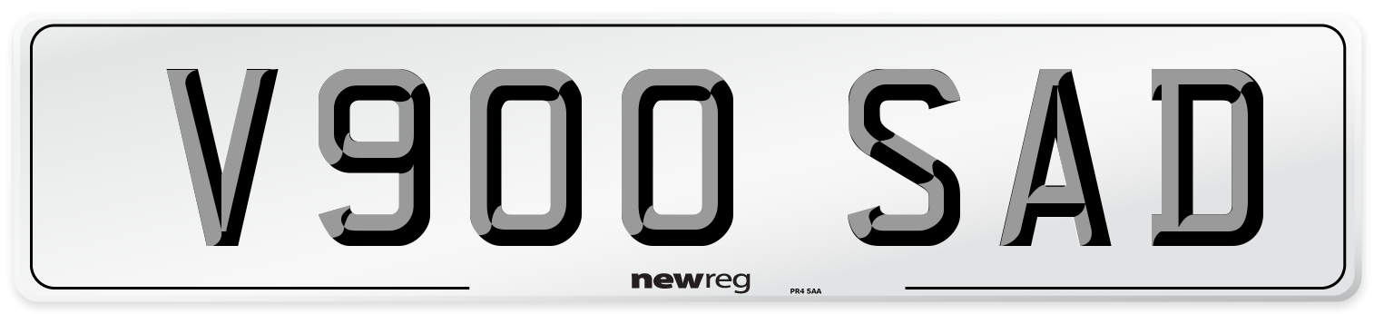 V900 SAD Number Plate from New Reg
